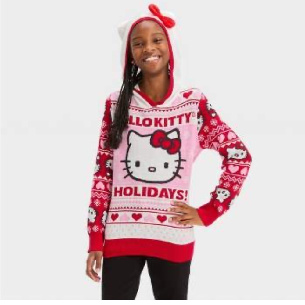 Hello kitty holiday sweater hoodie nwt